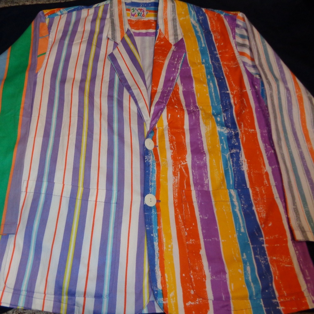 Jams World Stripes Button Coat Blazer Jacket Size Medium